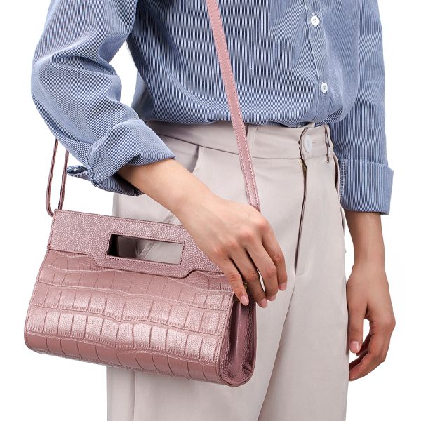 PINK New Fashion Large Capacity Handbag Women Crocodile Shoulder Bag Crossbody Luxury Women's Bag, Black