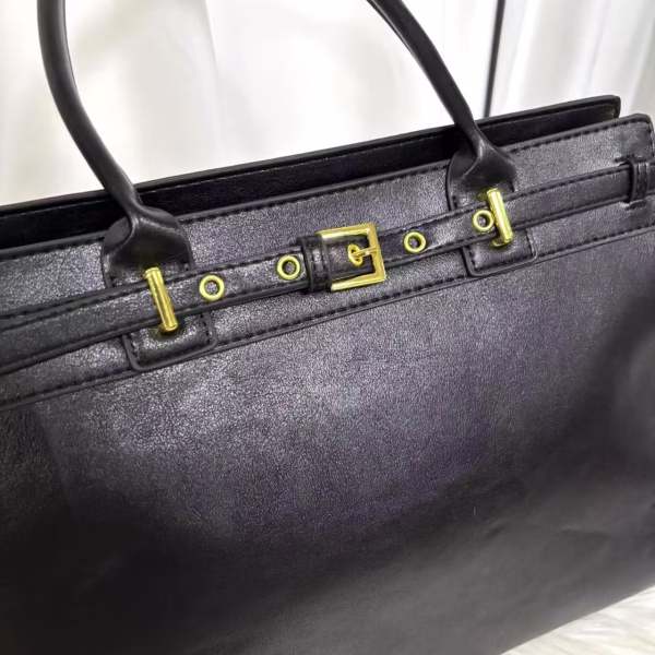 black Custom Made Large-Capacity Computer Bags Fashionable Retro Popular Leather Bag Mature British-Style Handbag for Women Black