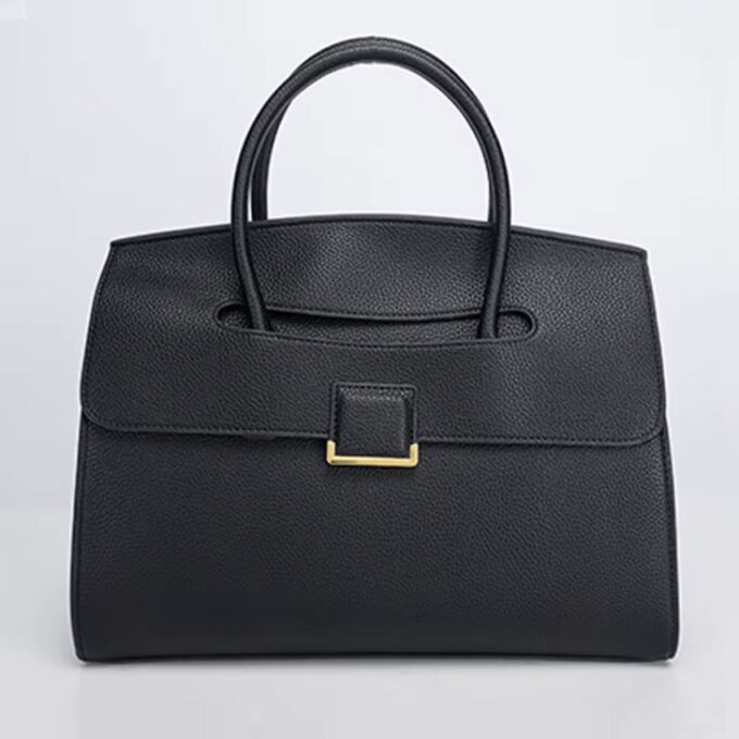 Women’s PU Leather Tote Handbag – Large Capacity Office Shoulder Bag with Adjustable Strap - Black