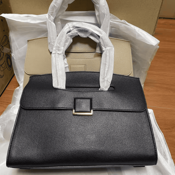 Women’s PU Leather Tote Handbag – Large Capacity Office Shoulder Bag with Adjustable Strap - Black