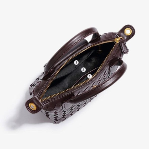 Women’s Woven PU Leather Crossbody Bag – Small Vintage Dumpling Flap Messenger with Removable Strap - Purple