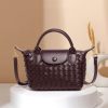 Women’s Woven PU Leather Crossbody Bag – Small Vintage Dumpling Flap Messenger with Removable Strap - Purple