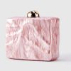 Women’s Acrylic Crystal Clutch Bag with Chain Strap – Pearl & Rhinestone Wedding Party Handbag pink