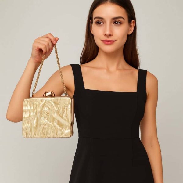 T398 (4) Women’s Acrylic Crystal Clutch Bag with Chain Strap – Pearl & Rhinestone Wedding Party Handbag pink
