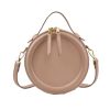 Retro Round PU Leather Shoulder Bag – Women’s Adjustable Crossbody - White Handbag with Chain Detail White