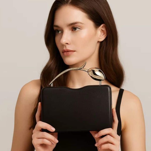 Women’s PU Leather Crystal Clutch Bag with Chain Strap – Luxury Wedding & Party Evening Handbag