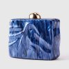 Women’s Acrylic Crystal Clutch Bag with Chain Strap – Pearl & Rhinestone Wedding Party Handbag - Blue