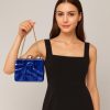 Women’s Acrylic Crystal Clutch Bag with Chain Strap – Pearl & Rhinestone Wedding Party Handbag - Blue
