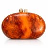 Women’s Acrylic Marble Clutch Bag with Chain Strap – Luxury Evening Party & Wedding Handbag Brown