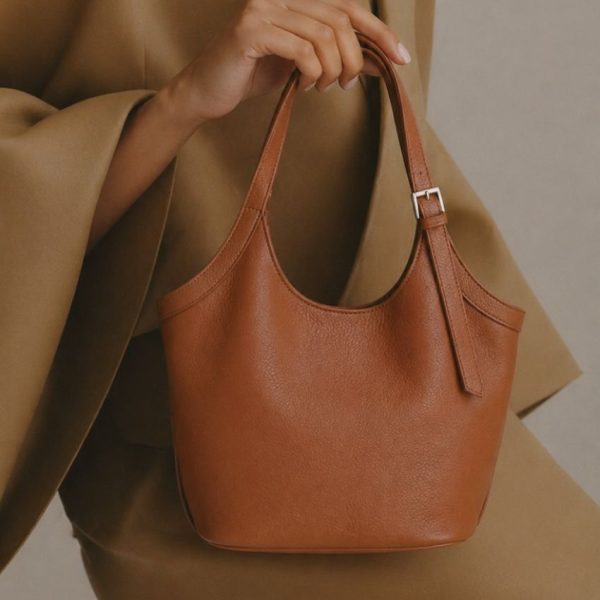 Women’s Brown PU Leather Casual Tote Shoulder Bag – Foldable Lightweight Travel Handbag Bag