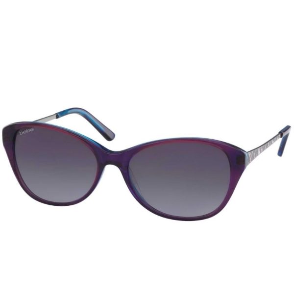 BEBE-BB7178-505 Women’s Shine Bright Plum Cat Eye Frames Sunglasses