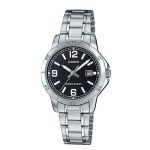 Casio LTP-V004D-1B2UDF Women’s Black Dial Silver Bracelet Small Watch