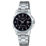 Casio Ladies LTP-V004D-1BUDF Black Dial Stainless Steel Small Watch