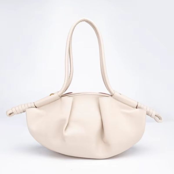 Women’s White Soft PU Leather Slouchy Shoulder Bag – Minimalist Large Capacity Handbag Bag