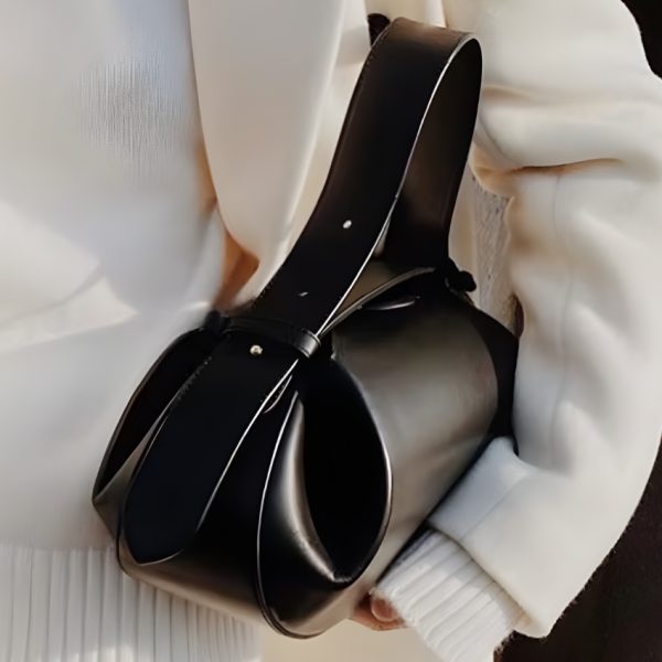 Women’s Black PU Leather Round Crossbody Shoulder Bag – Lightweight Compact Handbag Bag