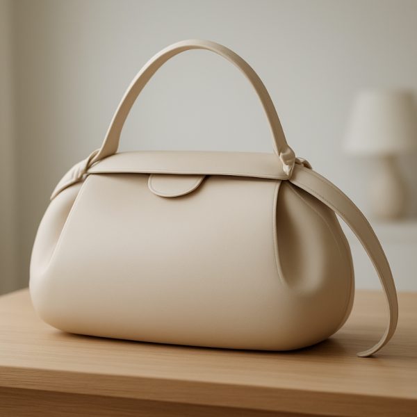 Women’s White PU Leather Round Crossbody Shoulder Bag – Lightweight Compact Handbag Bag