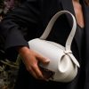 Women’s White PU Leather Round Crossbody Shoulder Bag – Lightweight Compact Handbag Bag