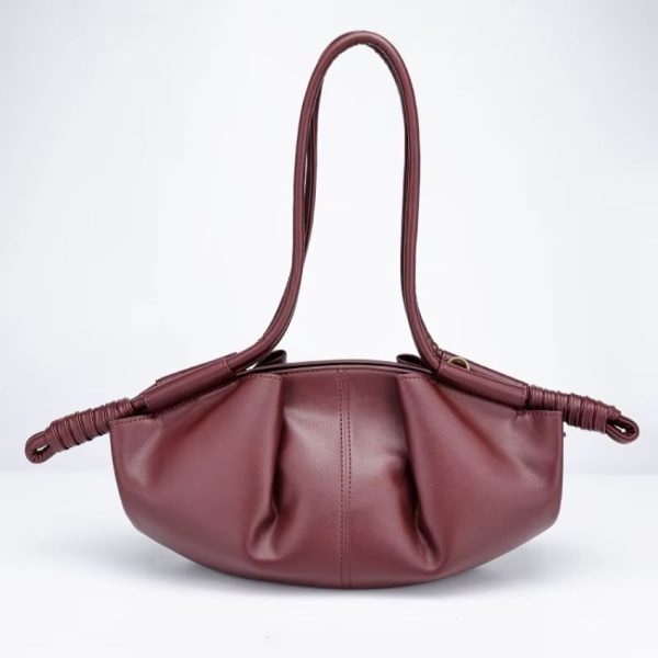 Women’s Red Soft PU Leather Slouchy Shoulder Bag – Minimalist Large Capacity Handbag Bag
