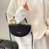 Luxury High-End Women's Saddle Shoulder Bag Handheld Single PU Bag - Black