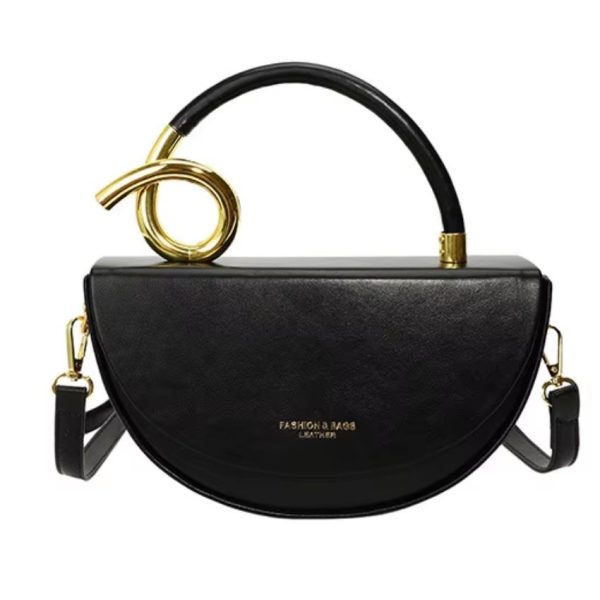 Luxury High-End Women's Saddle Shoulder Bag Handheld Single PU Bag - Black