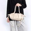 Women’s White Soft PU Leather Slouchy Shoulder Bag – Minimalist Large Capacity Handbag Bag