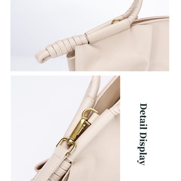 Women’s White Soft PU Leather Slouchy Shoulder Bag – Minimalist Large Capacity Handbag Bag