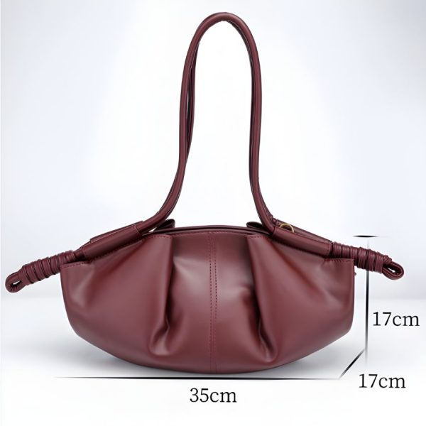 Women’s Red Soft PU Leather Slouchy Shoulder Bag – Minimalist Large Capacity Handbag Bag