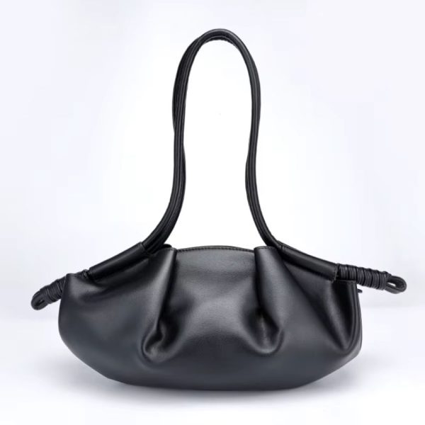 Women’s Black Soft PU Leather Slouchy Shoulder Bag – Minimalist Large Capacity Handbag Bag