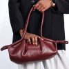 Women’s Red Soft PU Leather Slouchy Shoulder Bag – Minimalist Large Capacity Handbag Bag