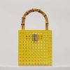 Women’s Acrylic Pleated Clutch Bag – Waterproof Evening Party Handbag Bag - Yellow