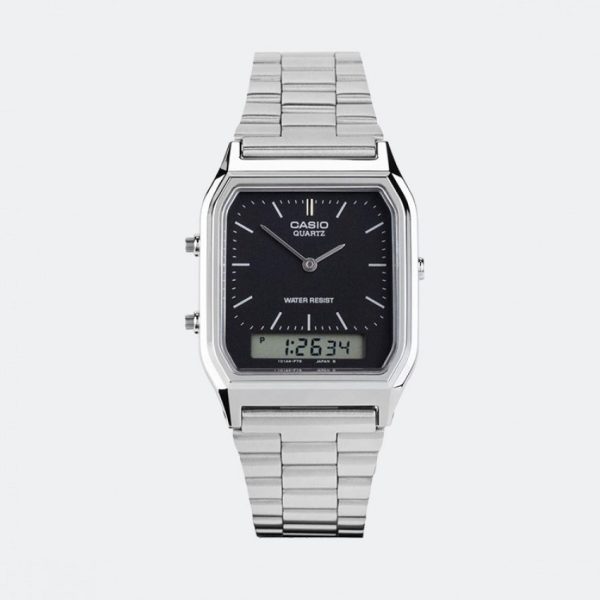 AQ-230A-1DMQ Casio AQ-230A-1DMQ Unisex Classic Black Dial Bracelet Watch