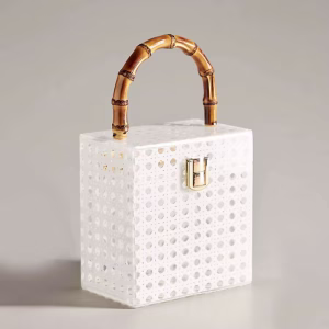 Women's Fashion Classic Pleated Design Waterproof Evening Clutch Party Wedding Acrylic Handbag