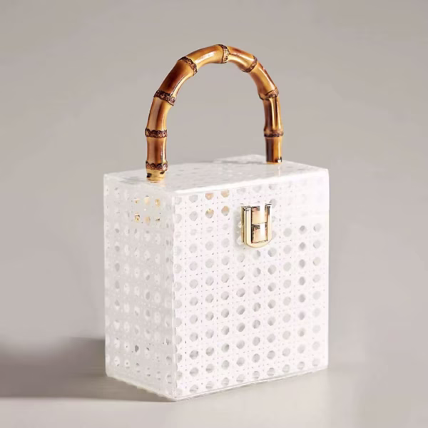 Women's Fashion Classic Pleated Design Waterproof Evening Clutch Party Wedding Acrylic Handbag