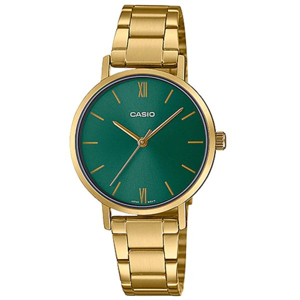 Casio LTP-VT02G-3AUDF Women’s Enticer Green Dial Gold Bracelet Watch