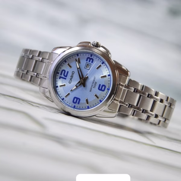 LTP‑1314D‑2AVDF-1 Casio LTP‑1314D‑2AVDF Women’s Classic Blue Dial Polished Steel Watch