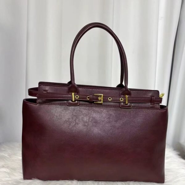 Custom Made Large-Capacity Computer Bags Fashionable Retro Popular Leather Bag Mature British-Style Handbag for Women Wine